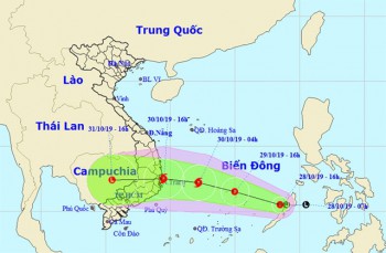 Vị trí và hướng di chuyển của áp thấp nhiệt đới. (Nguồn: nchmf.gov.vn)