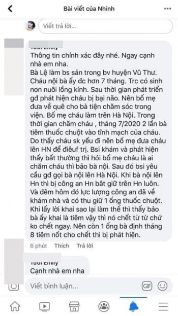 Thái Bình: Điều tra nghi vấn bà nội tiêm thuốc chuột cháu bị bại não vì không muốn nuôi?