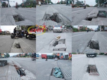 Hà Tĩnh: Công trình do Công ty 484 thi công xuất hiện hàng loạt 'hố tử thần'