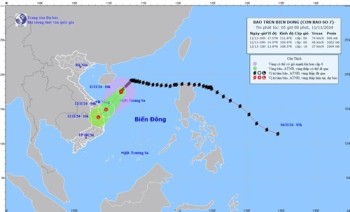 Bão số 7 giật cấp 10, di chuyển theo hướng Tây Nam, tốc độ khoảng 15km/h